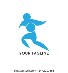 Run club logo, design for event, advertising, greeting cards or print.  emblem with abstract running people silhouettes, label for sports club, sport tournament, competition, marathon and healthy life