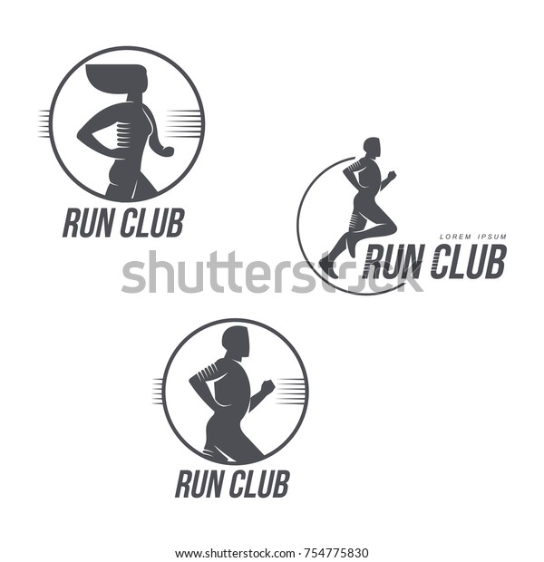 Run Club Logo Template Set Jogging Stock Vector Royalty Free