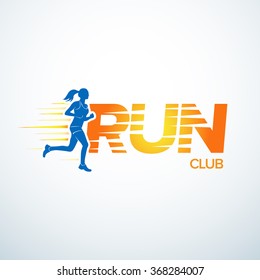 Run club logo template. Sport logotype template, sports club, running club and fitness vector logo design template