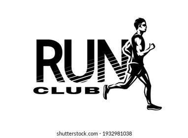 Run club. The running Man, logo, emblem.