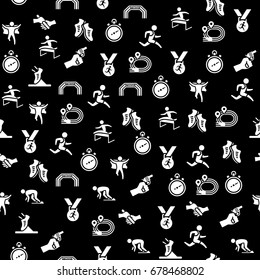 Run competition icon series in single color. Seamless pattern. Background vector illustration.