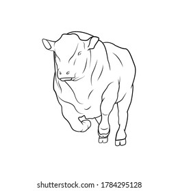 run Cow line art drawing animal, walk cow vector