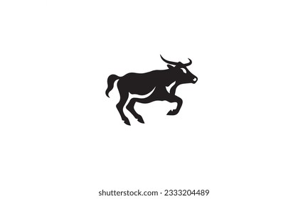 run cow logo design black simple flat icon on white background