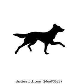 Run dog silhouette jump vector logo icon. Sport dog canine fast profile sign silhouette background