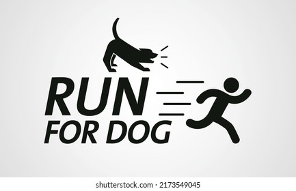 Run for dog typography, logotype, graphic design for t-shirt prints, vector illustration.