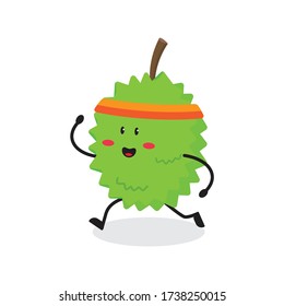 run durian fruit cute character mascot vector design