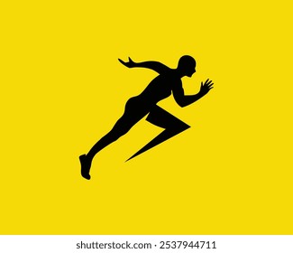 Run and energy logo symbol. combine athlete and speed plus energy fast