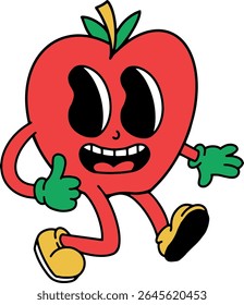 run face good apple vintage character illustration vector color