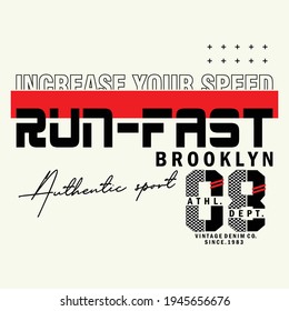 run fast Brooklyn city slogan typography graphic sport, design vector illustration - vectors