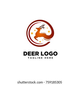 Run fast Circle deer on sky logo 