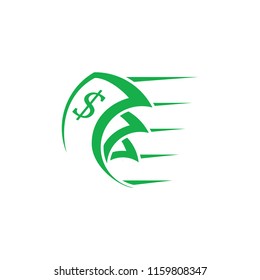 run fast money symbol logo vector