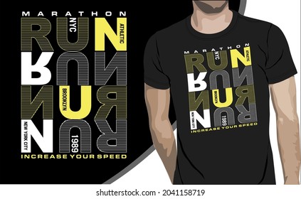 RUN FAST typography vector illustration, print, clothing apparel.