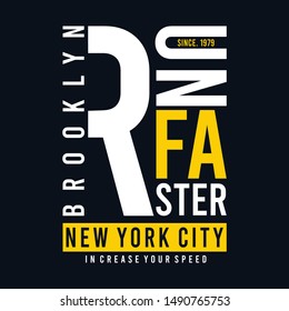 "Run Faster" sport typography, t-shirt graphics, vectors - Vector
