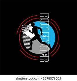 Diseño de tipografía RUN FASTER para Ilustración vectorial de camisetas