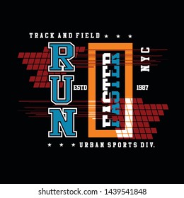 run faster,athletic division,sports tee element vintage graphic t shirt print vector illustration design