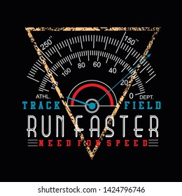 RUN FASTER,SPORTS,ATHLETIC,LETTERING, TEE ELEMENT VINTAGE GRAPHIC T SHIRT PRINT VECTOR TYPOGRAPHY ILLUSTRATION DESIGN