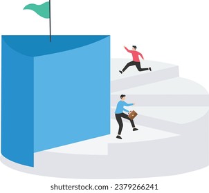 Run to the final goal on the final victory step, business challenge or business struggle concept

