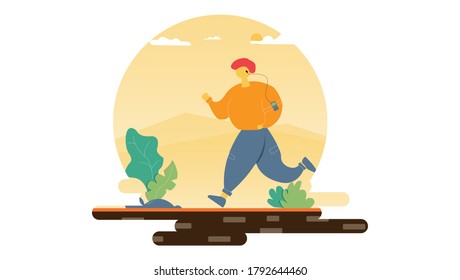 Run flat illustration with color amazing