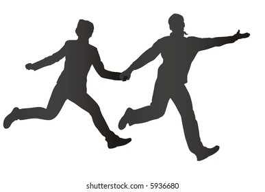 run fly jump couple vector