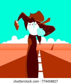 Run forward on the road. Concept illustration. Vector illustration