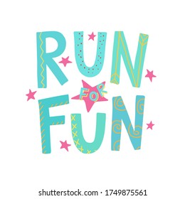 Run for fun hand drawn vectro lettering.