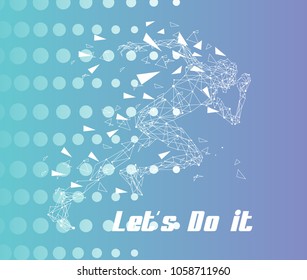 run to the future, runner background with slogan let's do it for poster shoes product, sport event, or technology advertising background.