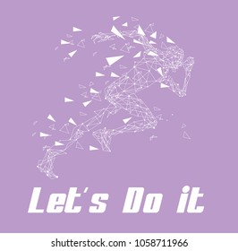 run to the future, runner background with slogan let's do it for poster shoes product, sport event, or technology advertising background.