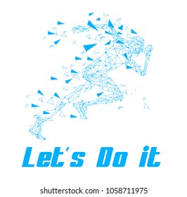 run to the future, runner background with slogan let's do it for poster shoes product, sport event, or technology advertising background.