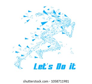 run to the future, runner background with slogan let's do it for poster shoes product, sport event, or technology advertising background.