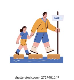 run for gaol  vector concept illustration. EPS file 