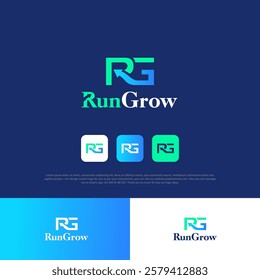 Run Grow Business logo concept. Letter R and G logo vector illustration.