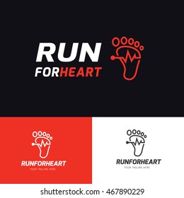 Run For Heart Running Logo Template