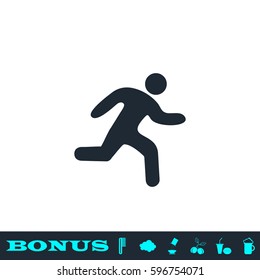 Run icon flat. Black pictogram on white background. Vector illustration symbol and bonus button