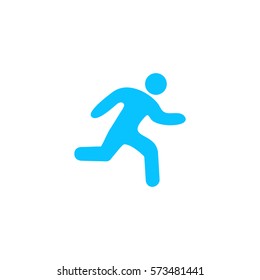 Run icon flat. Blue pictogram on white background. Vector illustration symbol