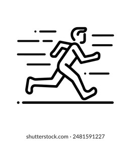 Run icon or modern line symbol. Vector line art and icon design with bold outline. Black and white Pixel Perfect minimalistic symbol isolated white background. Silhouette simple thin sign