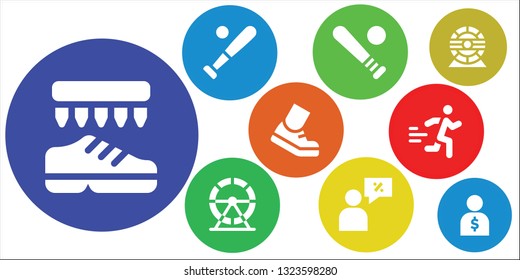 run icon set. 9 filled run icons.  Collection Of - Shoes, Baseball, Hamster wheel, Salesman, Running, Runner