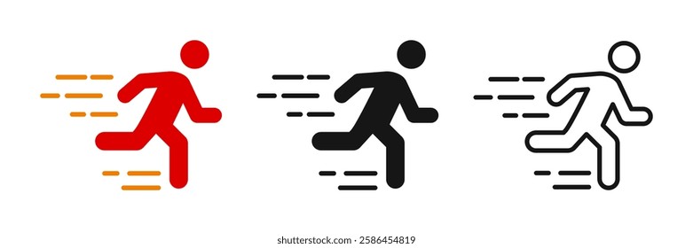 Run icon set. Running logo. Fast run silhouette. Vector original illustration.