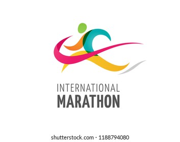 Run icon, symbol, running marathon poster and logo
