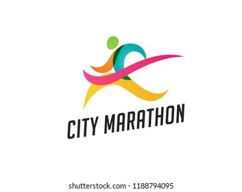 Run icon, symbol, running marathon poster and logo