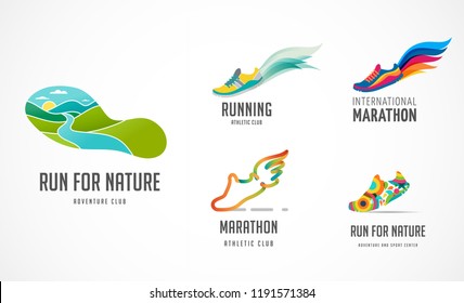 Run Icon, Symbol, Running Marathon Poster And Logo Collection