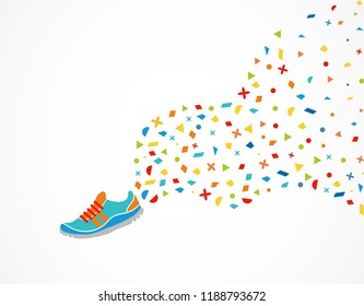 Run icon, symbol, running shoe logo and marathon poster