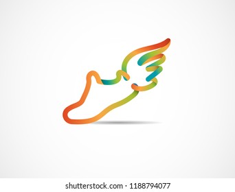 Run icon, symbol, running shoe logo and marathon poster