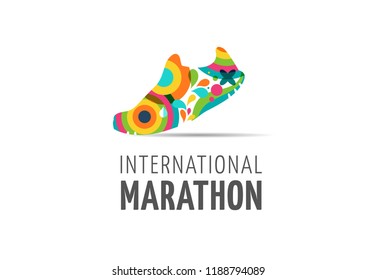 Run icon, symbol, running shoe logo and marathon poster