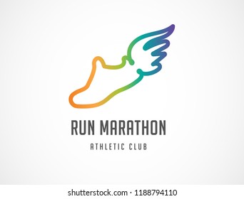 Run icon, symbol, running shoe logo and marathon poster