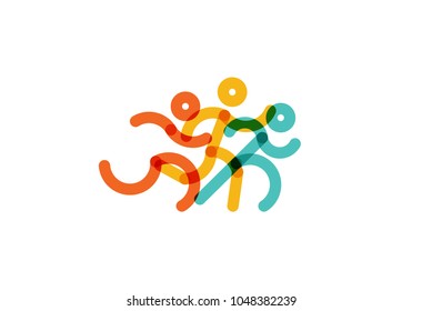 run Icon Vector. colorful Runners. Simple flat symbol logo. vector illustration