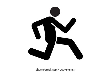 Run Icon Vector. Running simple flat symbol. Black pictogram illustration isolated silhouette