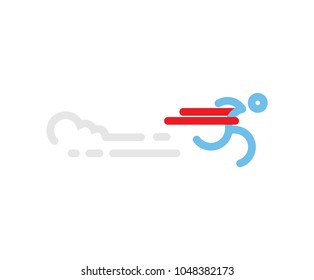 run Icon Vector. Silhouette Runner at Finish Line. Simple flat symbol. vector illustration
