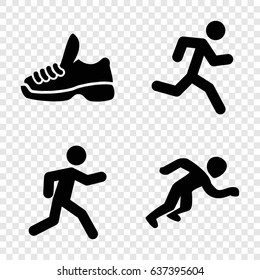 Run icons set. set of 4 run filled icons such as running, trainers