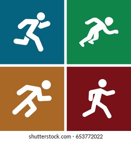 Run icons set. set of 4 run filled icons such as