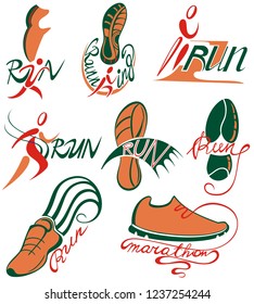 Run icons, symbols, marathon posters and logos